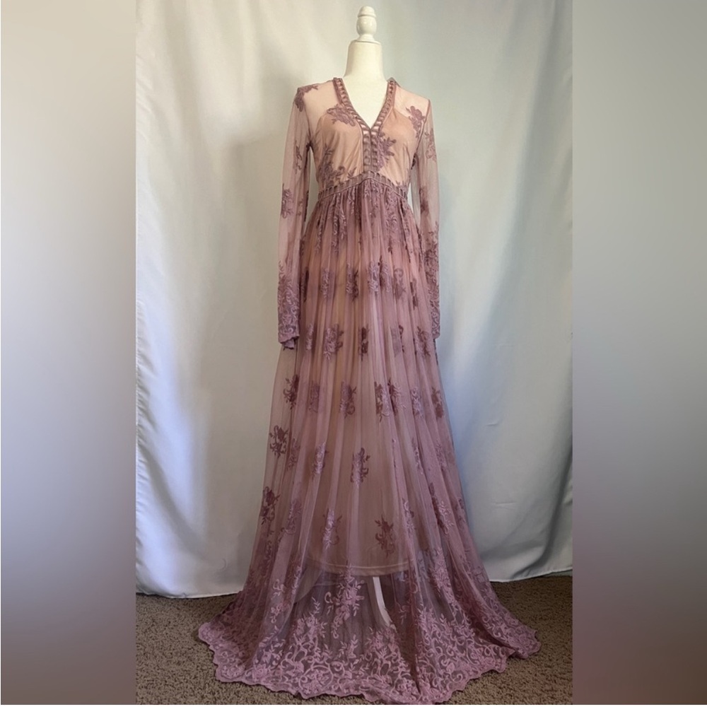 Böhme Dusty Rose Lace Maxi Dress – Size Large (NWT)